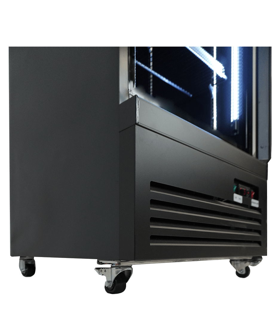 Vitrina frigorifica verticala, 450 Litri, racire ventilata, iluminare LED, culoare neagra,