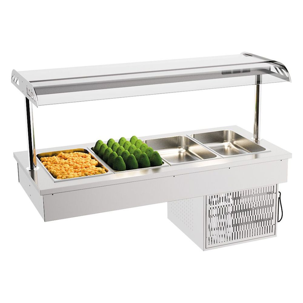 Bufet rece, 4 GN 1/1, de incastrat in blat, cu iluminare, 0,18 kW