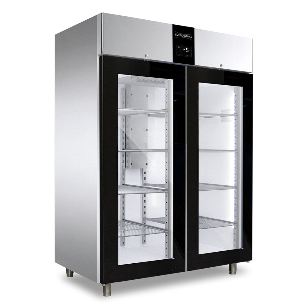 Frigider inox, temperatura +2° +10°C, capacitate 1200 Litri, 2 usi sticla, functii HACCP, setare umiditate, Classic 1200