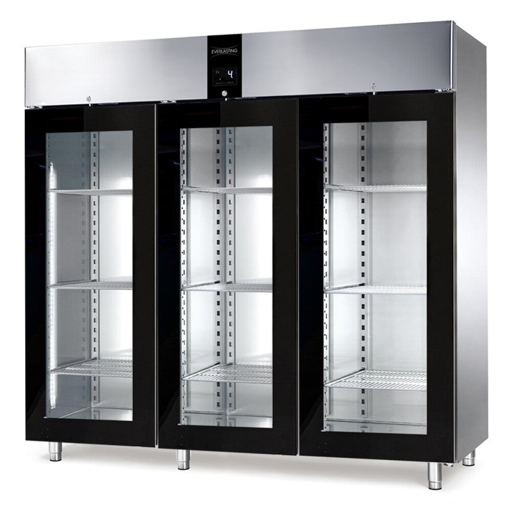 Frigider inox, GN 2/1, temperatura +2° +10°C, capacitate 2100 Litri, 3 usi sticla, functii HACCP, setare umiditate, Professional 2400