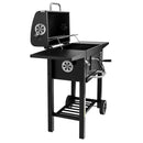 Grill de gradina pe carbune cu capac si gratar emailat 2x masuta laterala 42x30 cm-6