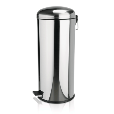 Pubela inox 30L cu capac si roti, Ø30cm