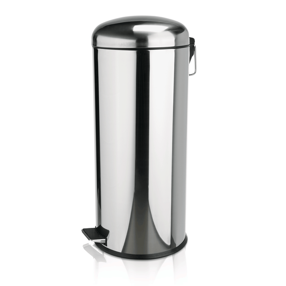 Pubela inox 30L cu capac si roti, Ø30cm