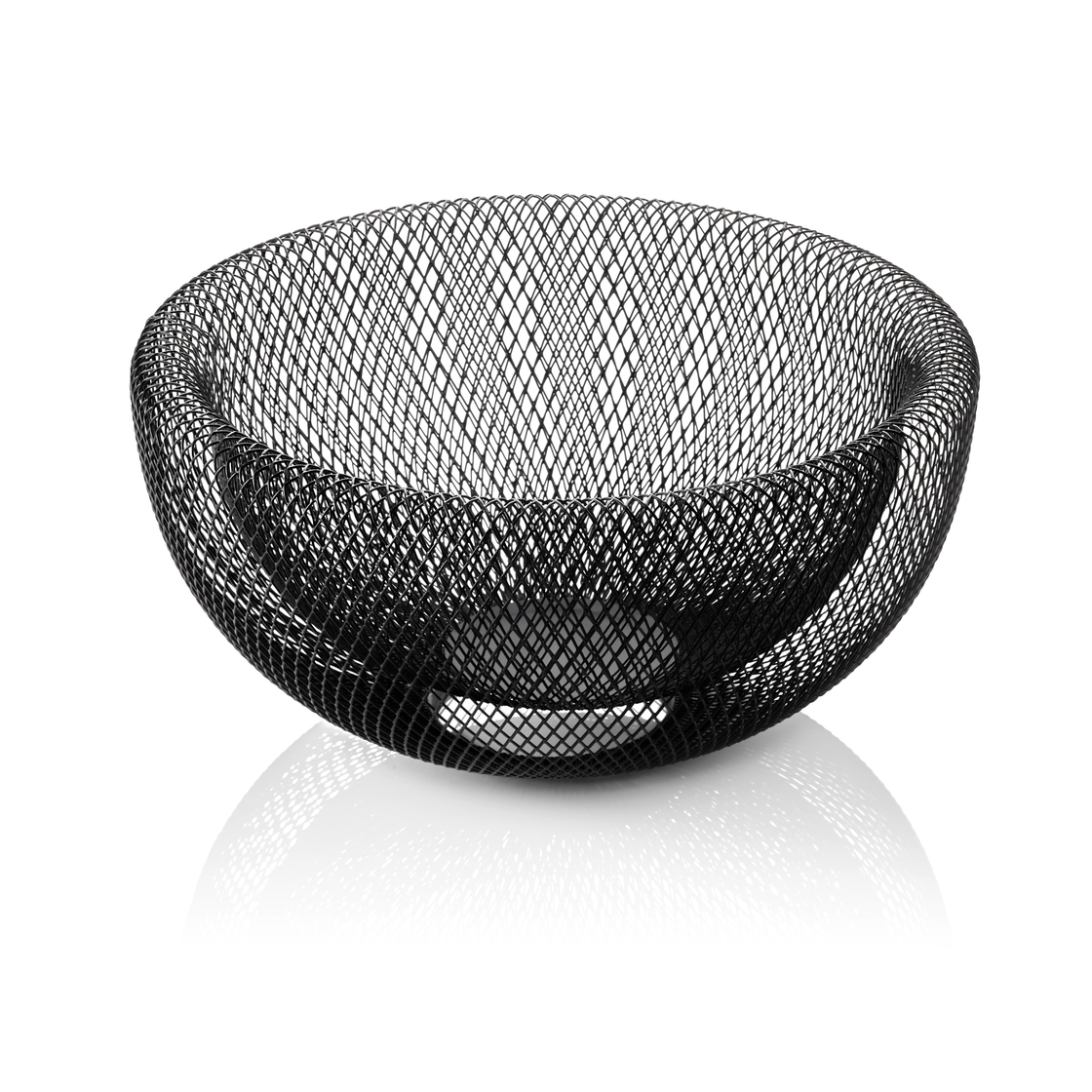 Cos, Ø 29,5 cm, inaltime 15 cm, vopsit negru in camp electrostatic, metal