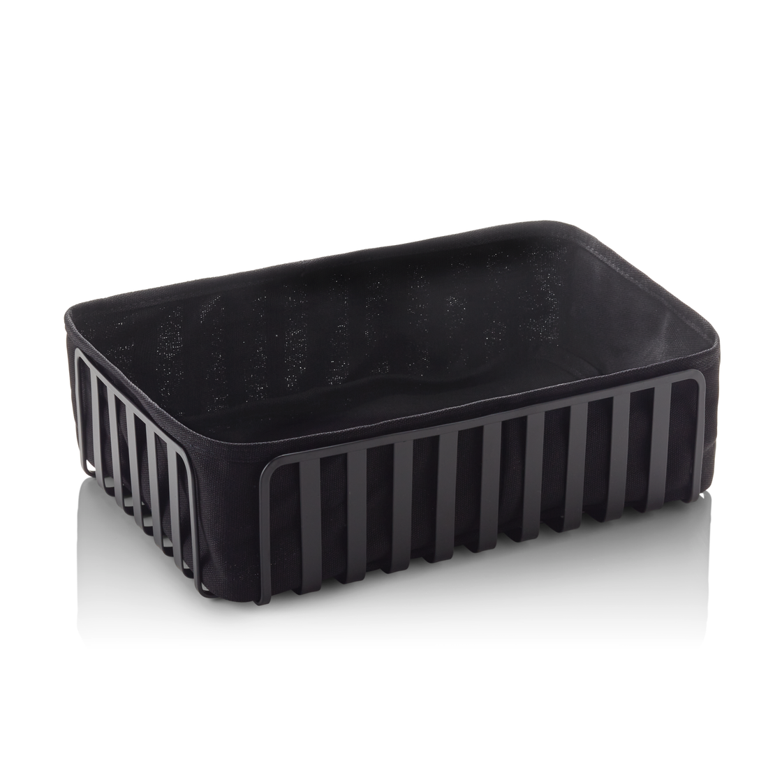 Cos, 28,5 x 18,5 x 8 cm, metal vopsit negru in camp electrostatic, bumbac