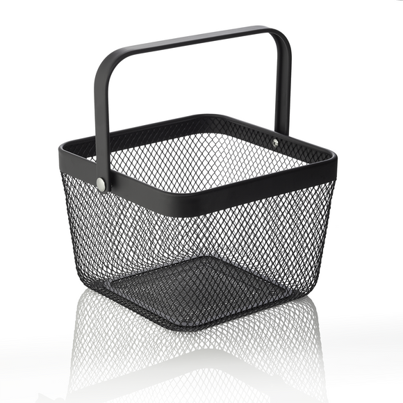 Cos, 24,5 x 24,5 x 17,5 cm, metal vopsit negru in camp electrostatic