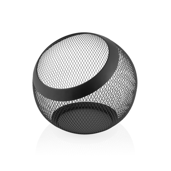 Cos, Ø 24 cm inaltime 24 cm, negru acoperit cu pulbere, metal