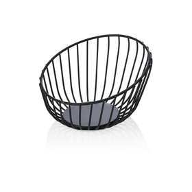 Cos pentru bufet, Ø 16 cm, inaltime 9,5 cm, negru, acoperit cu pulbere, metal