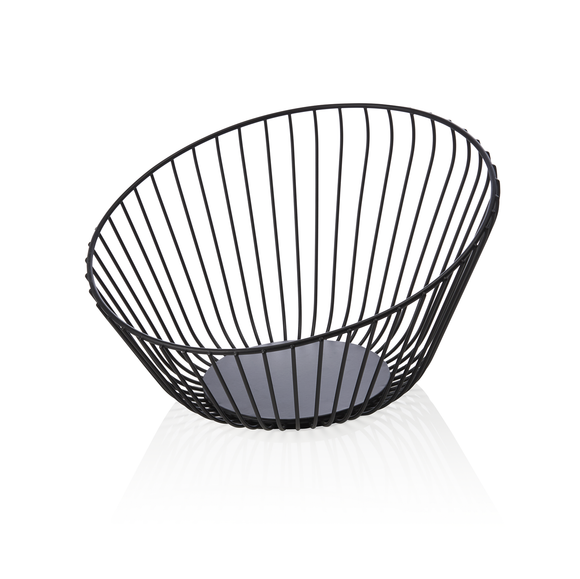 Cos pentru bufet, Ø 25 cm, inaltime 14 cm, negru, acoperit cu pulbere, metal