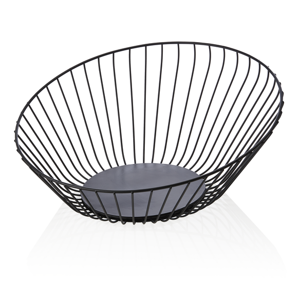 Cos pentru bufet, Ø 33 cm, inaltime 13,5 cm, negru, acoperit cu pulbere, metal