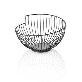 Cos, Ø 28 cm, inaltime 16,5 cm, negru, vopsit in camp electrostatic, metal