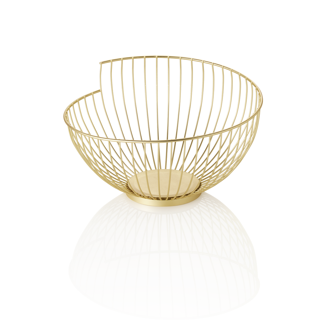 Cos, Ø 28 cm, inaltime 16,5 cm, auriu, acoperit cu pulbere, metal