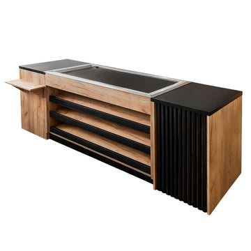 Tejghea pentru casa de marcat cu banda automata 250x64xH92 cm, stejar kraft/negru, imagine 1