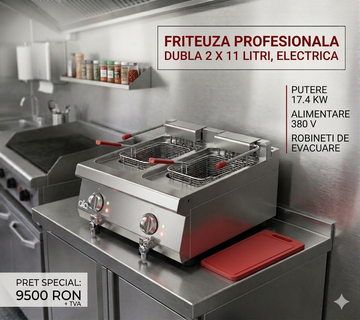 Friteuza profesionala dubla 2 x 11 Litri, electrica, 17,4 kW - ATA Italia