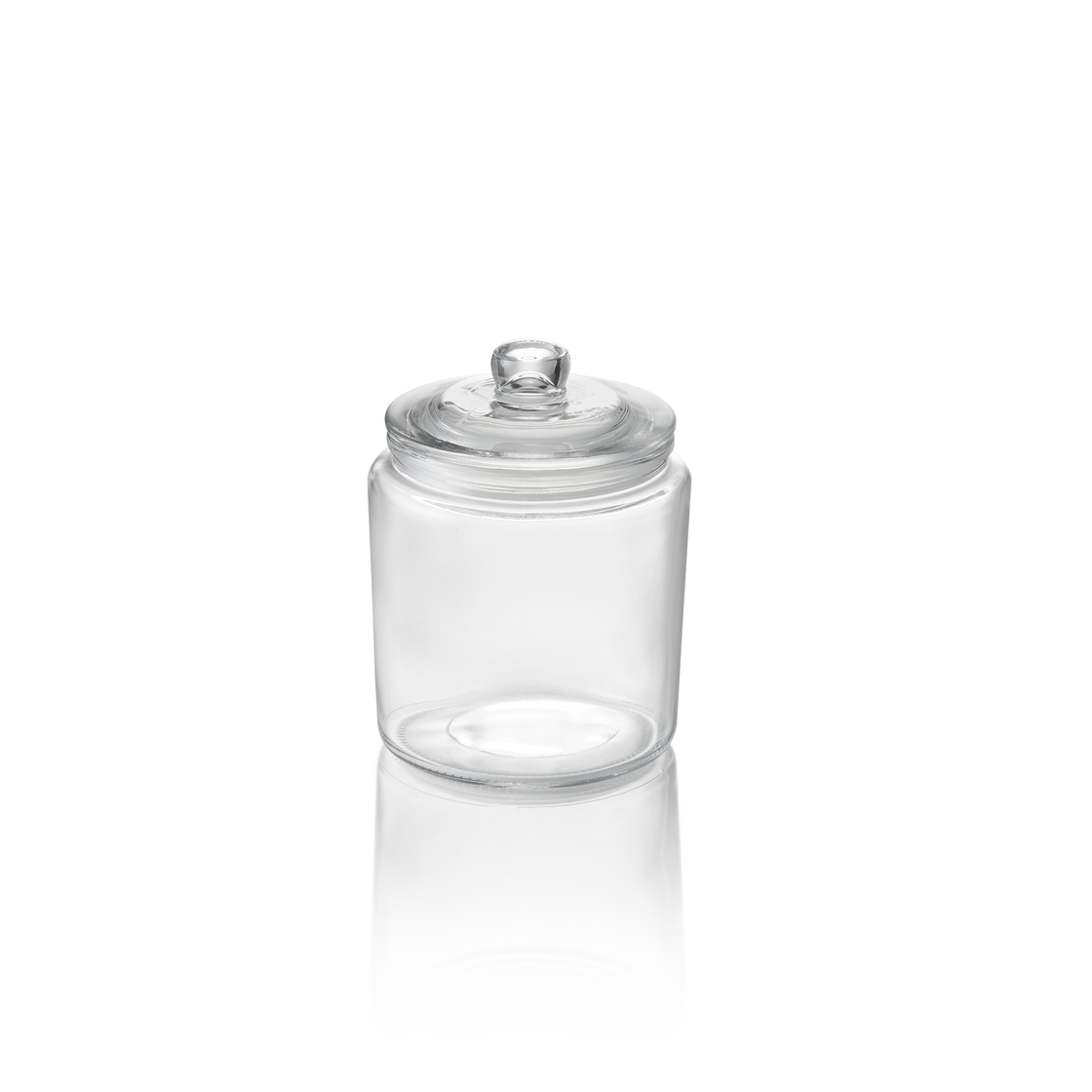 Borcan pentru depozitare, 1 l, Ø 12 cm, inaltime 15 cm, sticla, polietilena