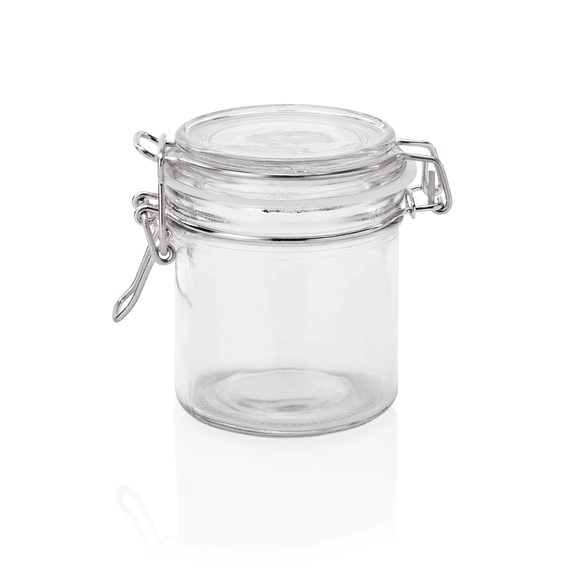 Set 2 borcanele cu capac rabatabil, 0,3 litri, Ø 8,5 cm, inaltime 10,5 cm, sticla, otel inoxidabil, silicon