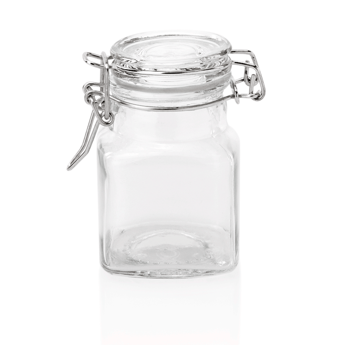 Set 6 borcane cu capac rabatabil, 0,1 litri, Ø 4 cm, sticla, otel inoxidabil, silicon