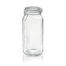 Borcan pentru depozitare, 2 litri, Ø 9 cm, inaltime 26 cm, sticla, otel inoxidabil, silicon