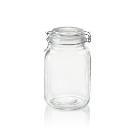 Borcan de depozitare XL, 2 litri, Ø 9 cm, inaltime 21 cm, sticla, otel inoxidabil, silicon