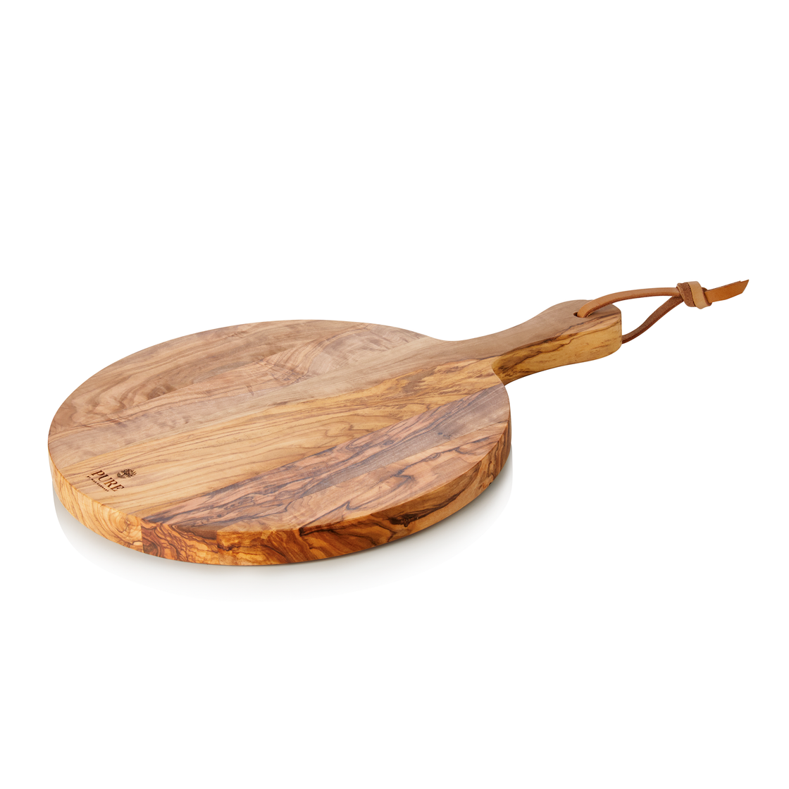 Platou de servire cu maner PURE OLIVE, Ø 25 cm, lemn de maslin