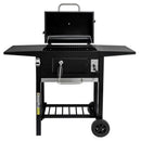 Grill de gradina pe carbune cu capac si gratar emailat 2x masuta laterala 42x30 cm-3