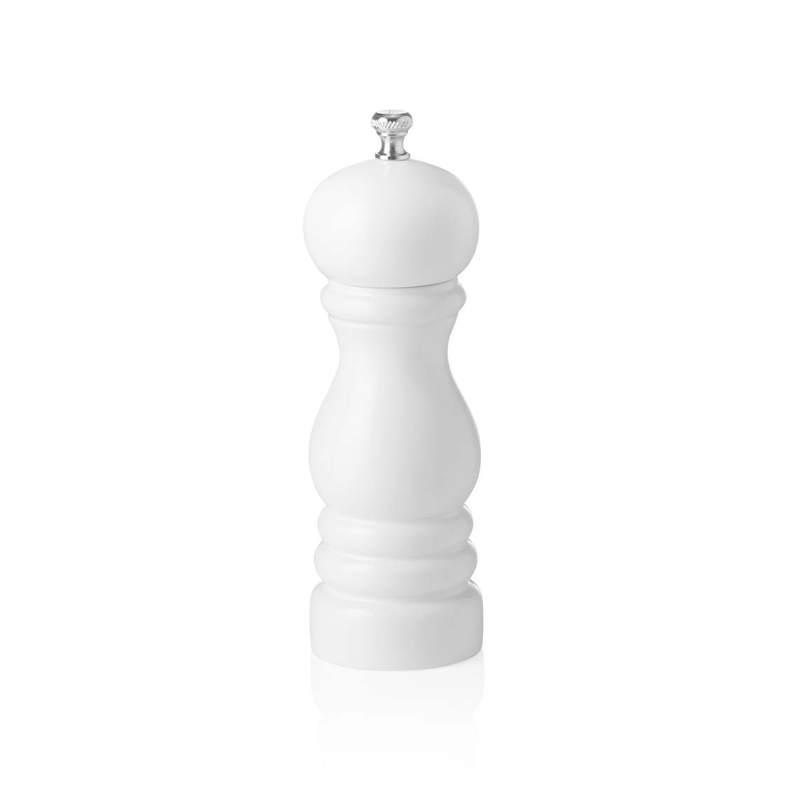 Rasnita pentru piper cu mecanism ceramic CLASSIC MILL, inaltime 15 cm, alb lucios, ceramica, lemn