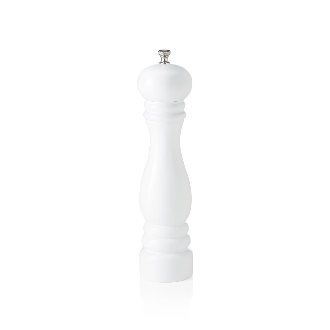Rasnita pentru piper cu mecanism ceramic CLASSIC MILL, inaltime 25 cm, alb lucios, ceramica, lemn