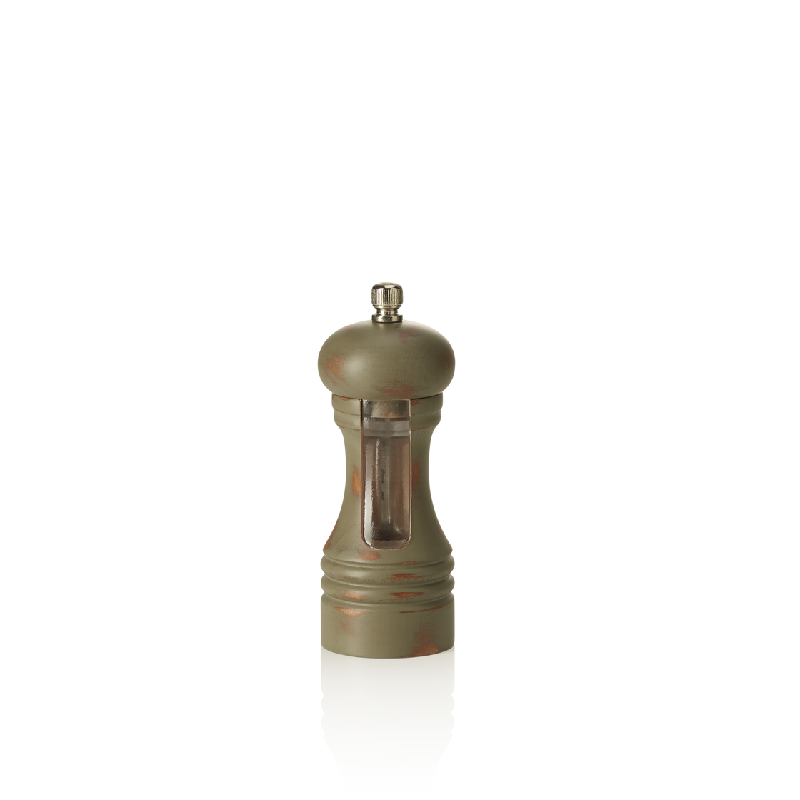 Rasnita de sare cu mecanism din otel inoxidabil, model Vintage Window, inaltime 15 cm, otel inoxidabil, lemn