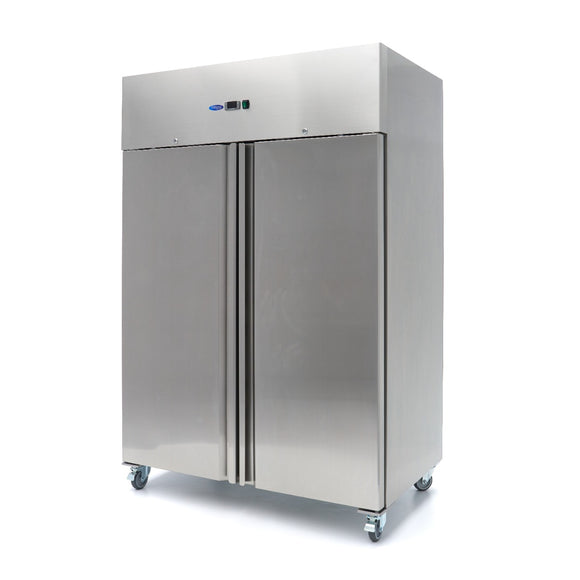 Frigider inox cu 2 usi Maxima, 1200 litri, 6 polite reglabile GN 2/1, cu roti, 400 W