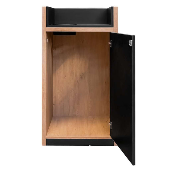 Cos de gunoi cu suport pentru tava, deschidere superioara, H-120 cm, L-60 cm, G-58 cm, finisaj stejar kamienny