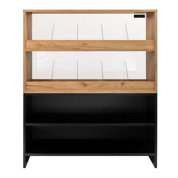 Vitrina pentru bomboane cu sticla H-127 cm L-106 cm G-30 cm stejar kraft/negru