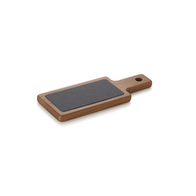 Platou de servire, 30 x 12 x 1,5 cm, lemn de salcam, ardezie