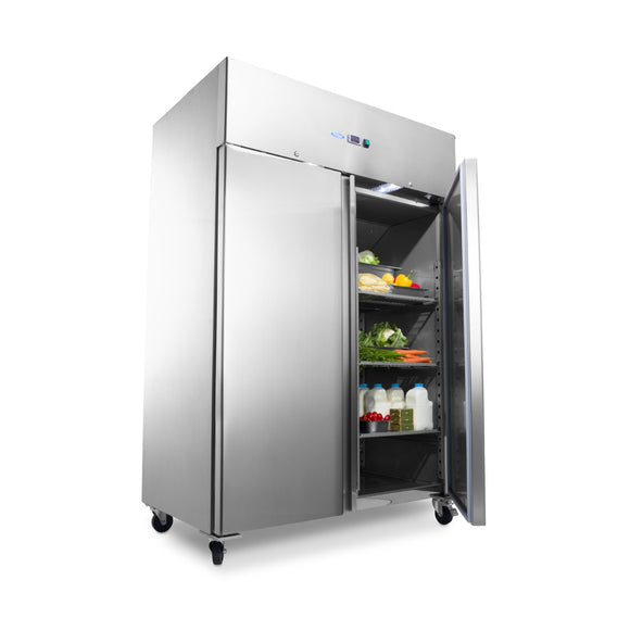 Frigider inox cu 2 usi pentru patiserie (tavi 60x40 cm), -28 C, 1200 Liti, ghidaje ajustabile, agent frigorific ecologic...