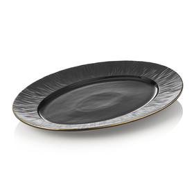 Set farfurii MAYA KURO, 33 x 24,5 cm, negru, set de 2 bucati, portelan