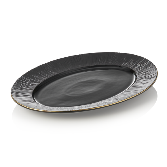 Set farfurii MAYA KURO, 33 x 24,5 cm, negru, set de 2 bucati, portelan