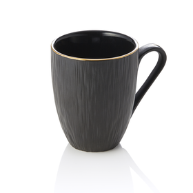 Set cani MAYA KURO, Ø 8,5 cm, 330 ml, negru, set de 4 bucati, portelan