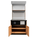 Dulap pentru espressor cu polita reglabila si topper H 210 cm L 90 cm G 63 cm, stejar kraft/gri deschis-5