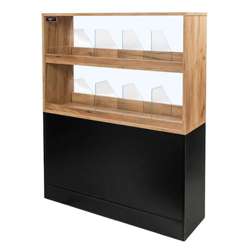 Vitrina pentru bomboane cu sticla H-127 cm L-106 cm G-30 cm stejar kraft/negru