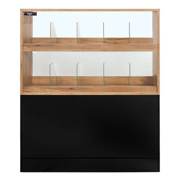 Vitrina pentru bomboane cu sticla H-127 cm L-106 cm G-30 cm stejar kraft/negru - 0