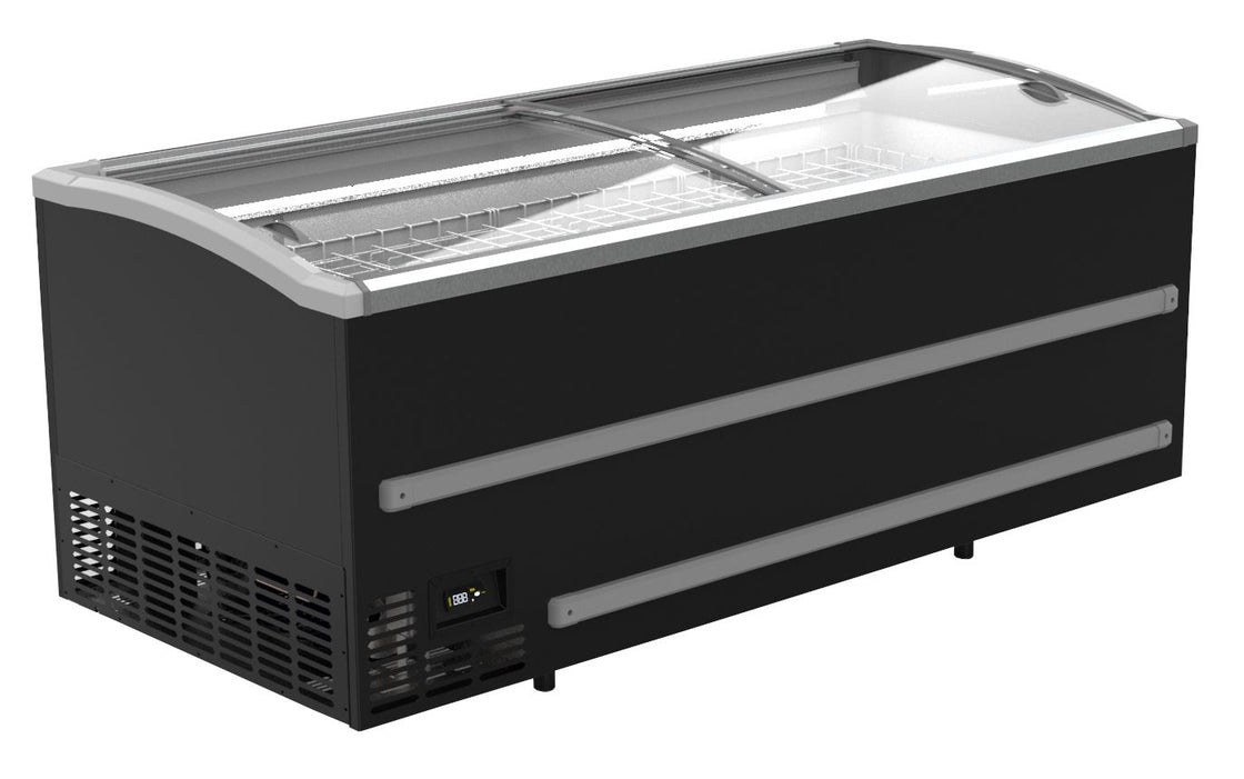 Congelator orizontal pentru magazin alimentar cu capac culisant, Temp. -18 / -23ºC, latime 200 cm,  culoare neagra