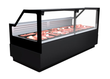 Vitrina orizontala servire carne mezeluri, 2 metri, temperatura -1 7, suprafata expunere 1,3 M, 1,7 kW