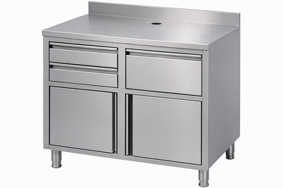 Masa / Suport pentru espressor cafea 125x60xH110 cm, cu depozitare + sertar zat cafea