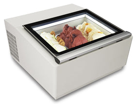 Vitrina inghetata, model de banc, expunere 3 cuve, -18 / -16ºC, iluminare LED, racire statica, putere 0.195 kW, clasa energetica B