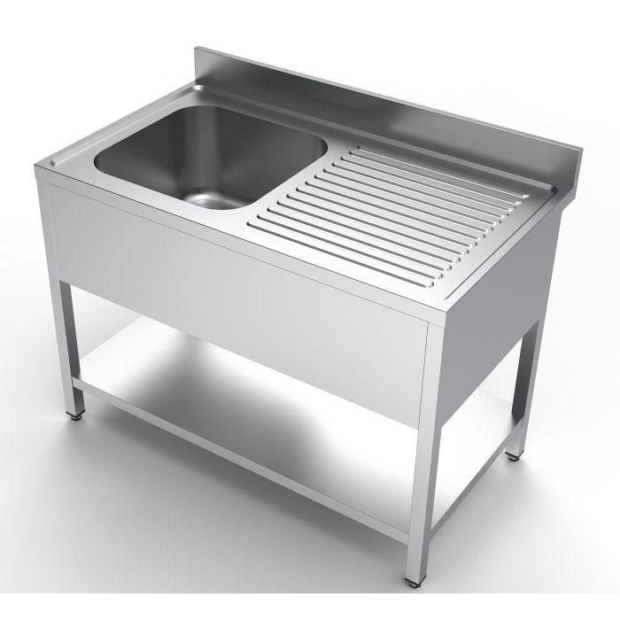 Spalator inox 1200 x 700 x H850mm. cu o cuva 500 x 500 x 300 pe partea stanga
