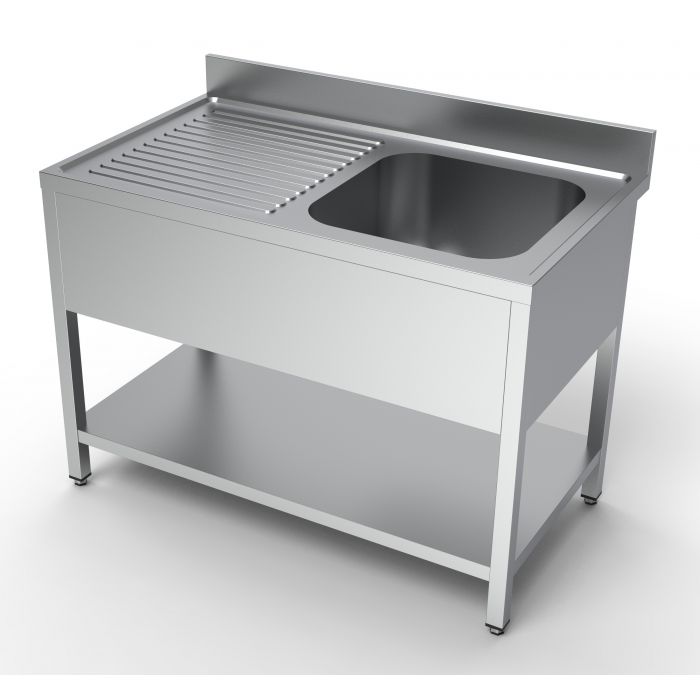 Spalator inox 1200 x 700 x H850mm. cu o cuva 500 x 500 x 300 pe partea dreapta