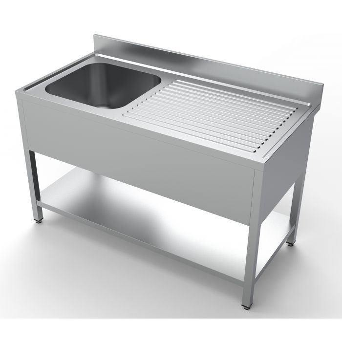 Spalator inox 1400 x 700 x H850mm. cu o cuva 600 x 500 x 320 pe partea stanga
