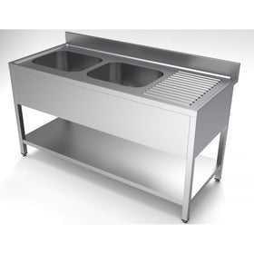 Spalator inox 1600 x 700 x H850mm. cu doua cuve 400 x 500 x 250, doua picuratoare