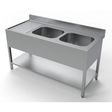 Spalator inox 1600 x 700 x H850mm. cu doua cuve 400 x 500 x 250