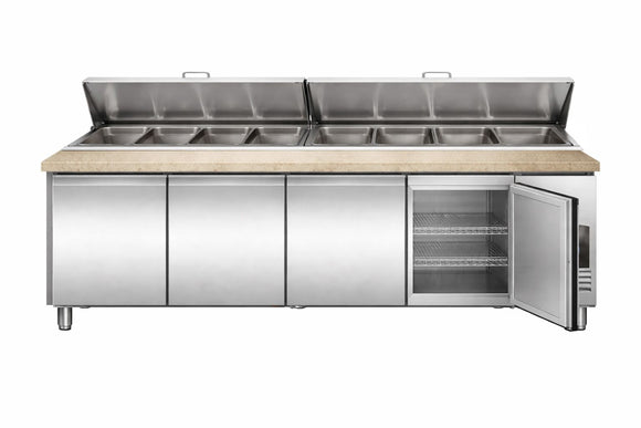 Saladeta 4 Uși cu Blat de Granit + 12 Container GN 1/3, +2/+8°C, 0.3 kW