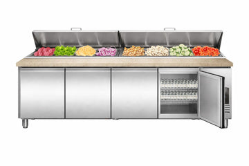 Saladeta 4 Uși cu Blat de Granit 12 Container GN 1 3, 2 8C, 0.3 kW